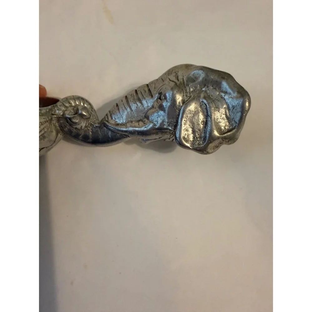 Arthur Court 1998 Elephant Handle Nut Candy Scoop Silver Aluminum Figural 7.5
